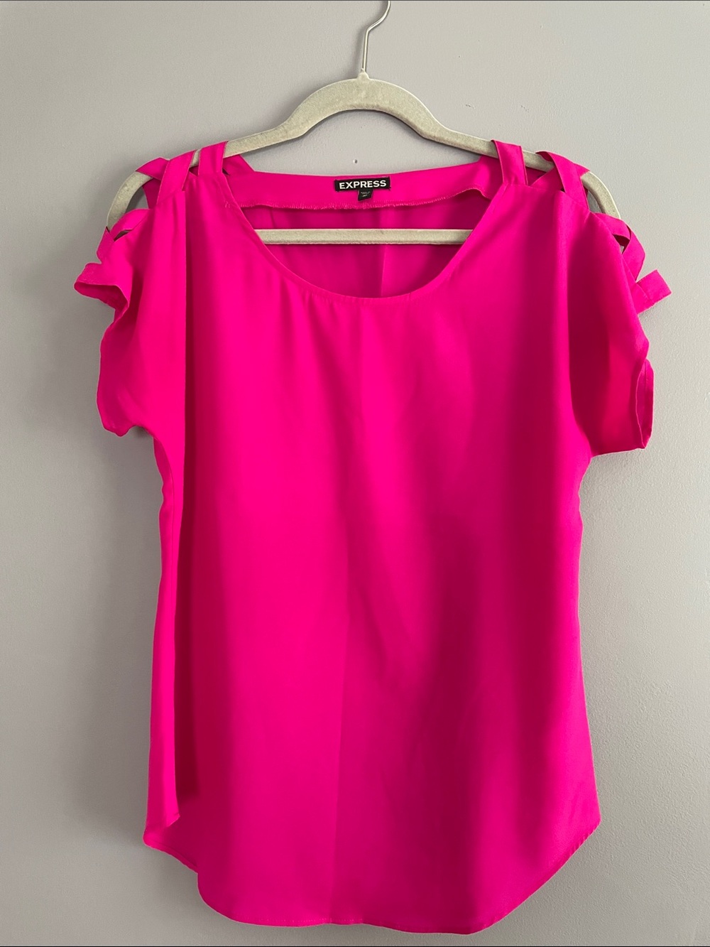 Express Women’s Hot Pink Cold-Shoulder Blouse